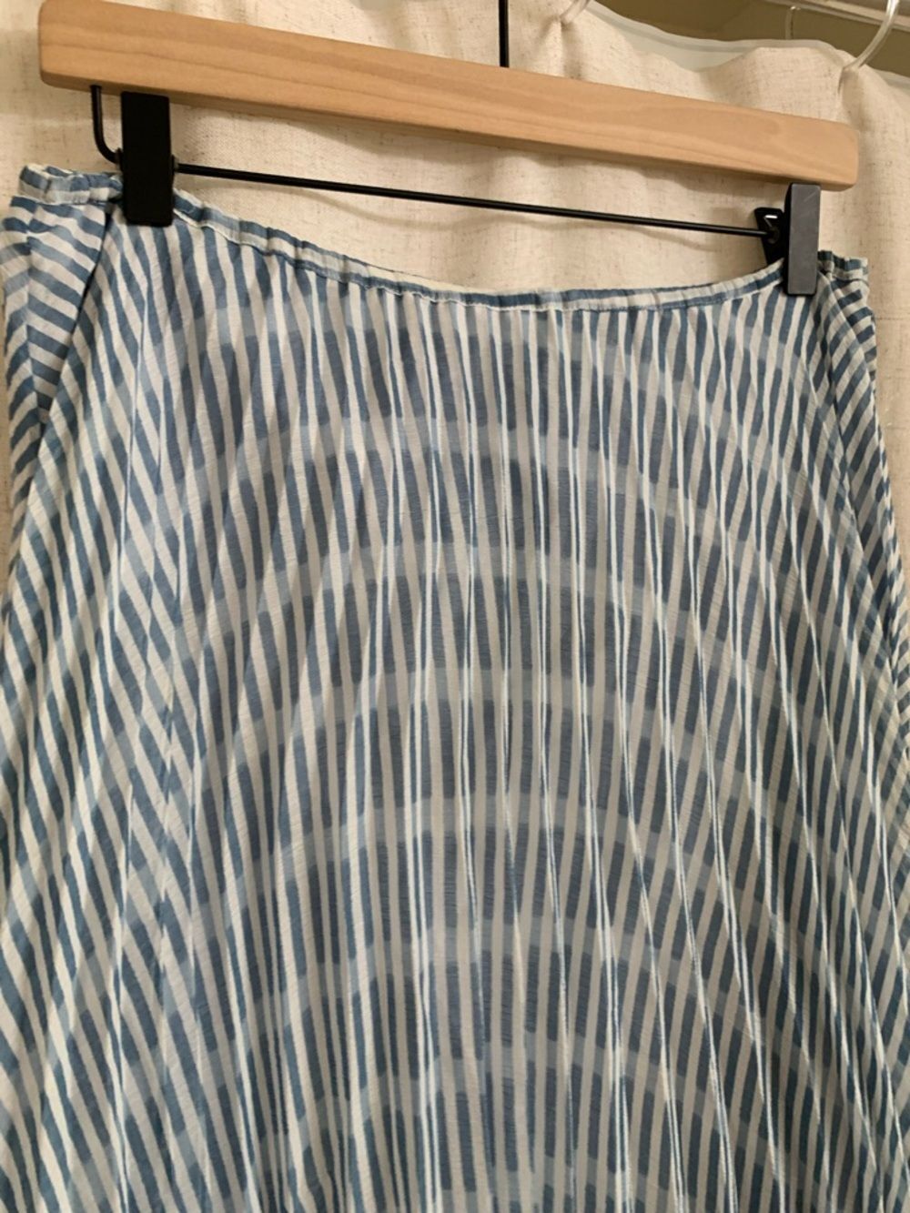 BB Dakota Accordion Striped Blue White A-Line Midi Skirt READ - Picture 3 of 9